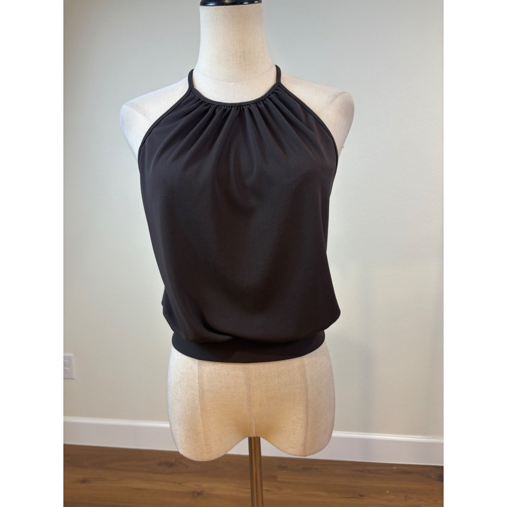 Kenneth Cole Halter Tank Top S Brown Going Out Backless Tie Y2K minimalist Party
